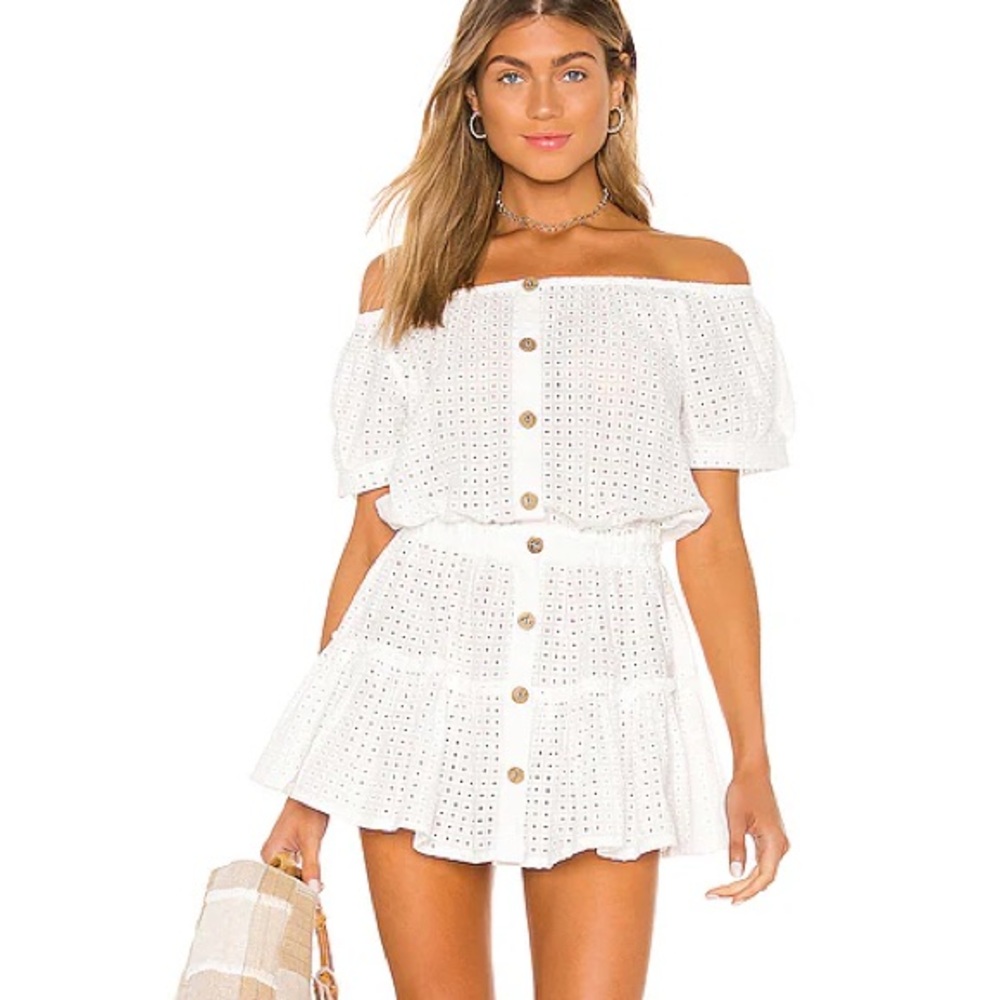 Eberjey Elsie White Eyelet Button Dress